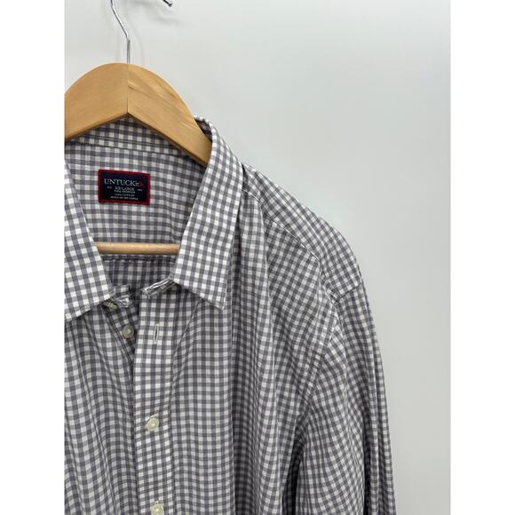 UnTUCKit Mens XXL Tall Regular Cotton Purple White Checkered Button Down Shirt - Picture 4 of 8